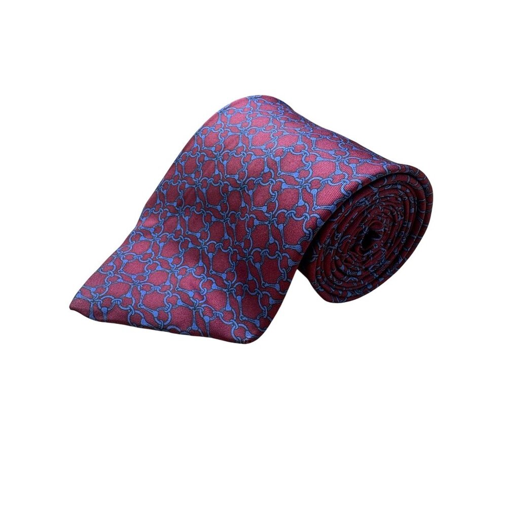 Bert Pulitzer Silk Tie Red & Blue Geometric Pattern